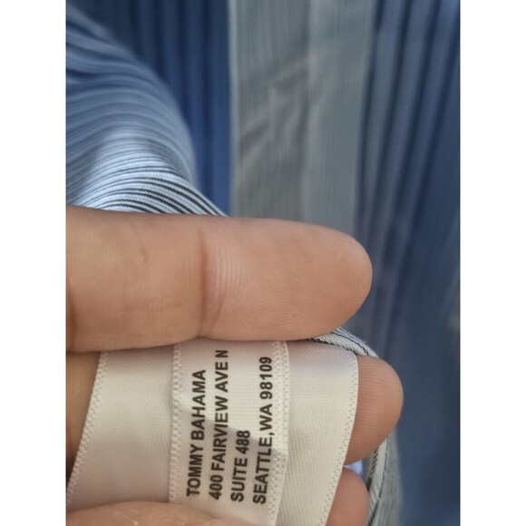 Tommy Bahama Men's, Died Striped Long Sleeve Silk Shirt, Aqua Ice, Size XL. - Picture 7 of 12